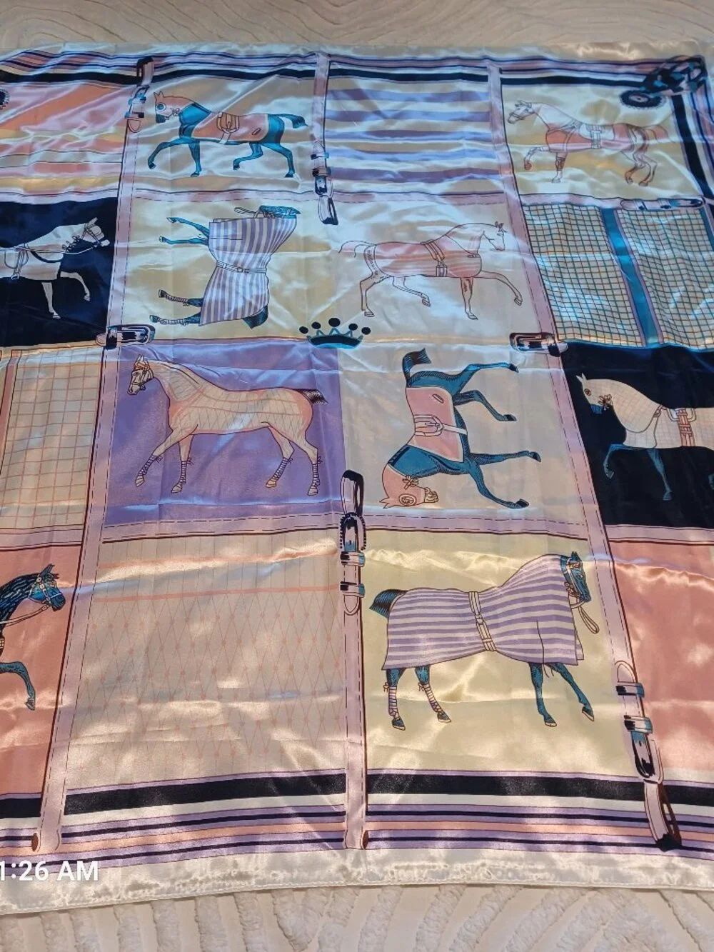 Women's Large Silky Equestrian Horse Print Scarf